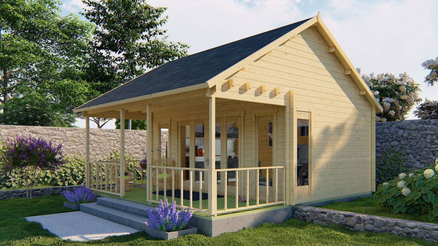 Havehus Olaug 44 mm med veranda – 29,8 m² PETER-HOLMBERG