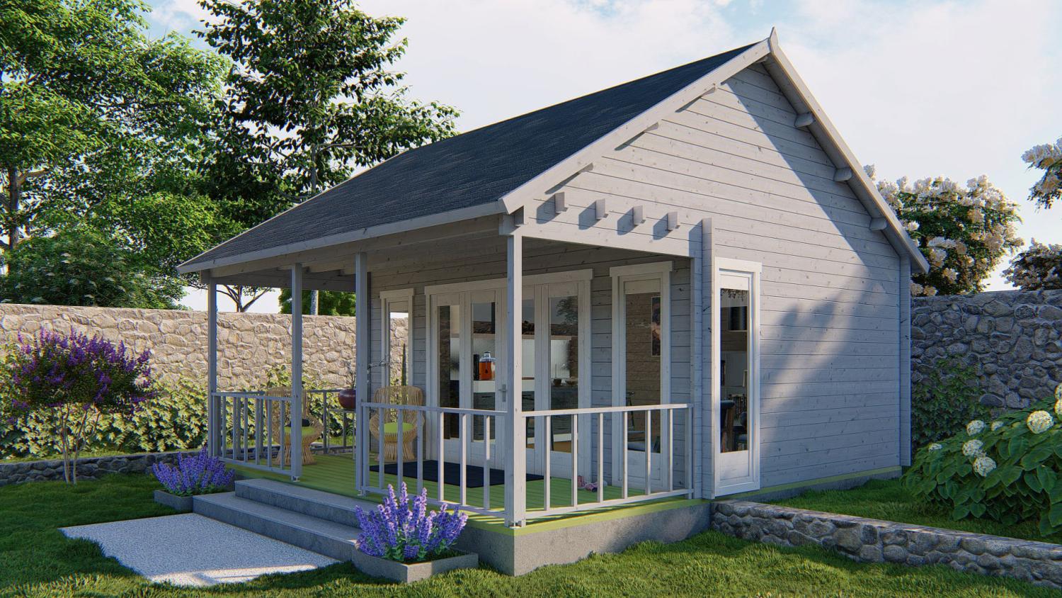 Havehus Olaug 44 mm med veranda – 29,8 m² PETER-HOLMBERG