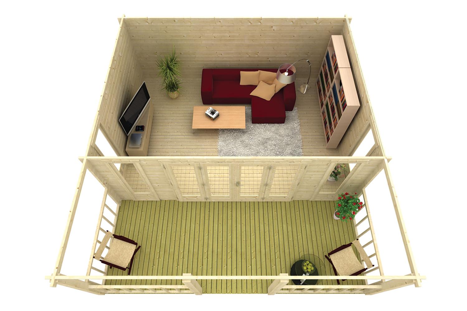 Havehus Olaug 44 mm med veranda – 29,8 m² PETER-HOLMBERG
