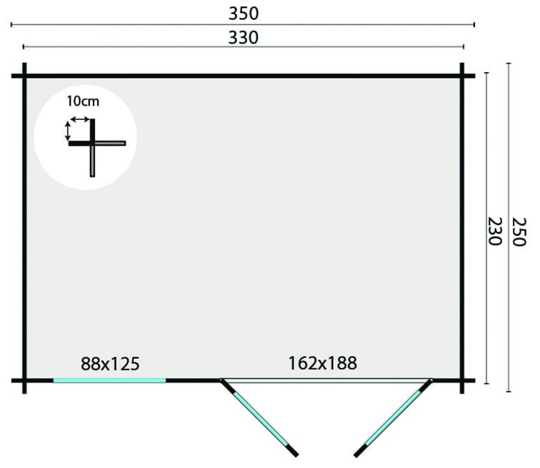Havehus 8,75 m2 Daisy 40 mm 350 x 250 cm PETER-HOLMBERG