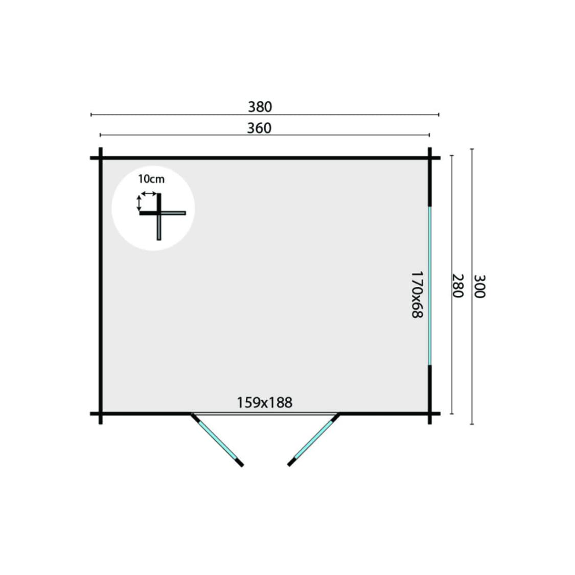 HaveHytte Loya 28 mm 380x300x220 cm 9,9 m2 PETER-HOLMBERG