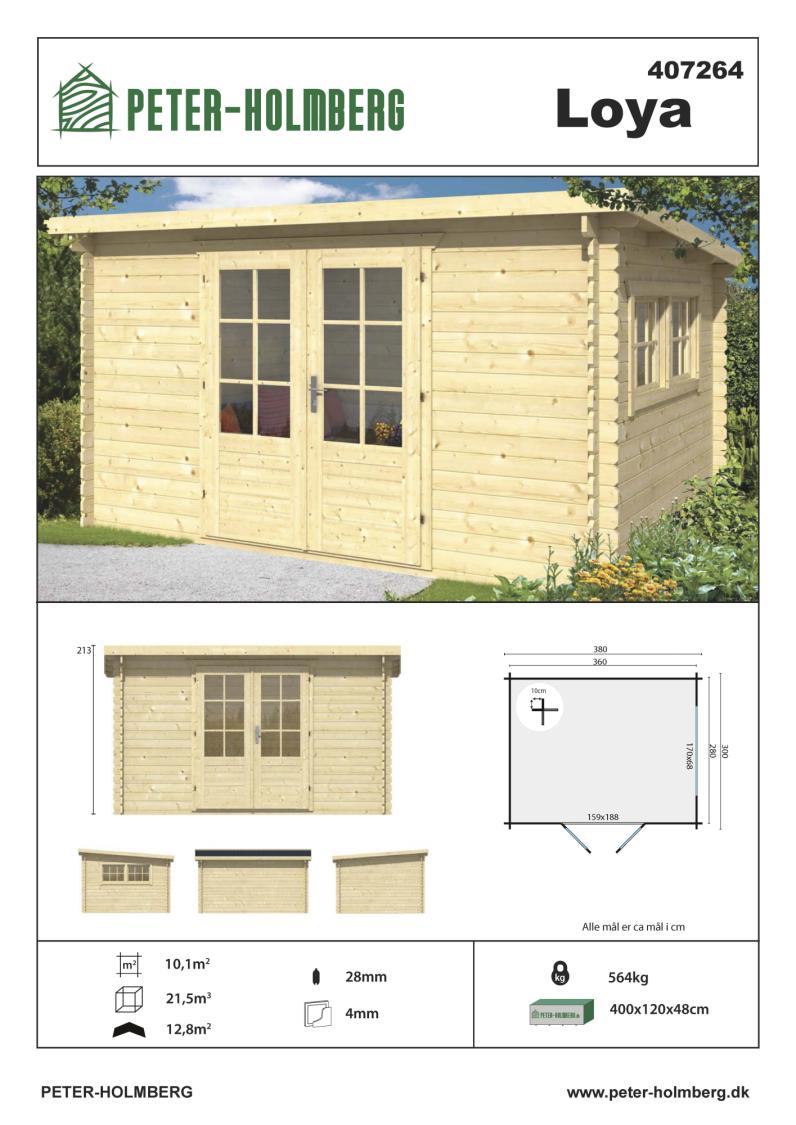 HaveHytte Loya 28 mm 380x300x220 cm 9,9 m2 PETER-HOLMBERG
