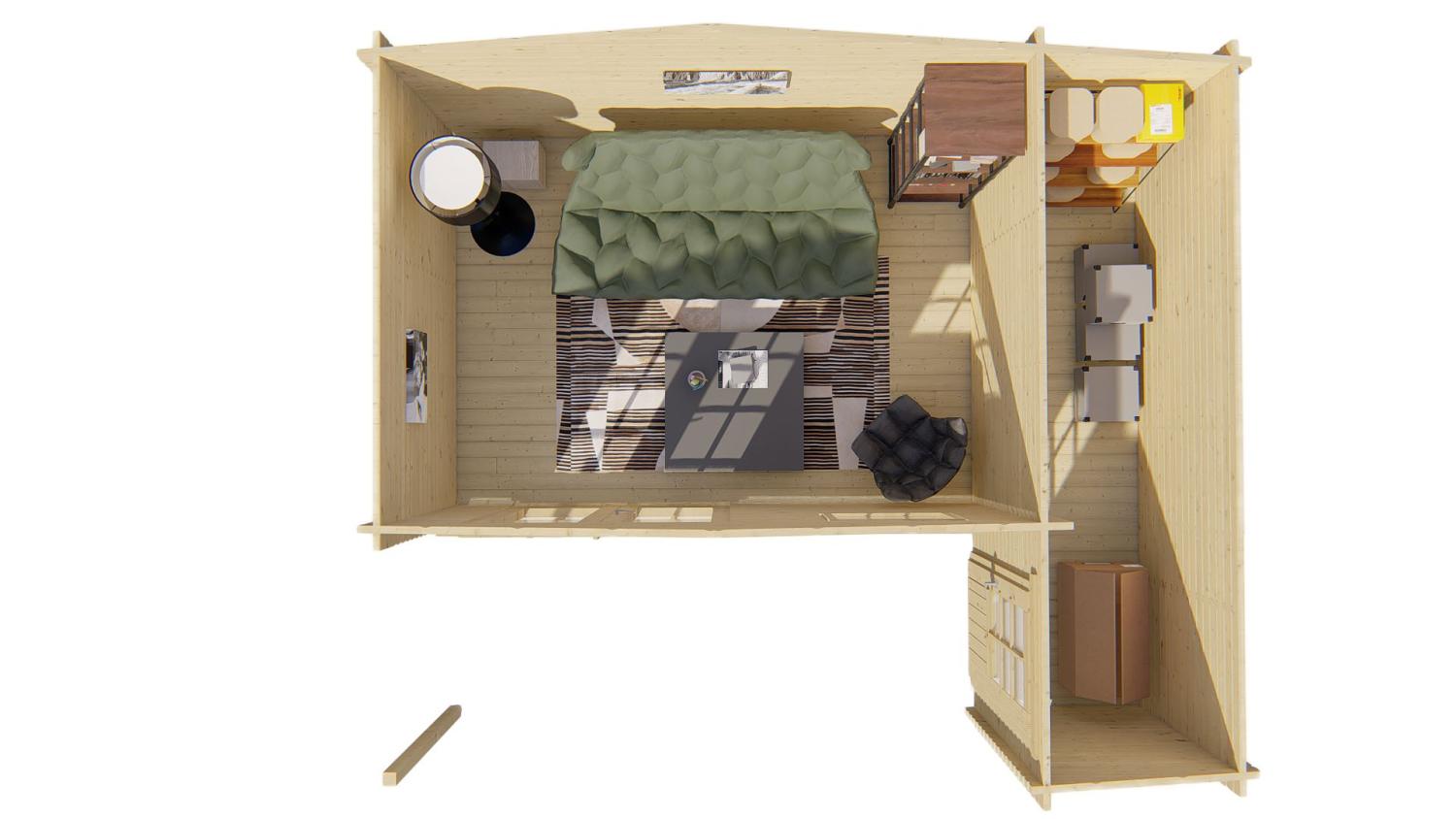 Bjælkehytte Wolfgang 44 mm ubehandlet 530x450 cm  PETER-HOLMBERG