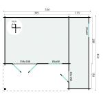 Bjælkehytte Wolfgang 44 mm ubehandlet 530x450 cm  PETER-HOLMBERG