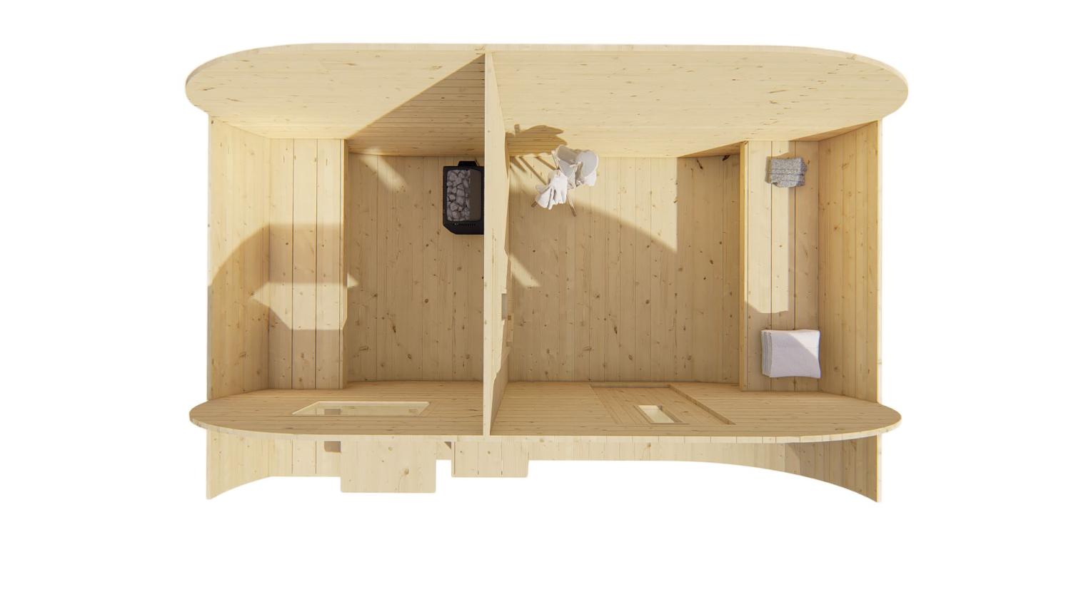 Udendørs Oval sauna 450 x 240 cm (P015101) PETER-HOLMBERG 