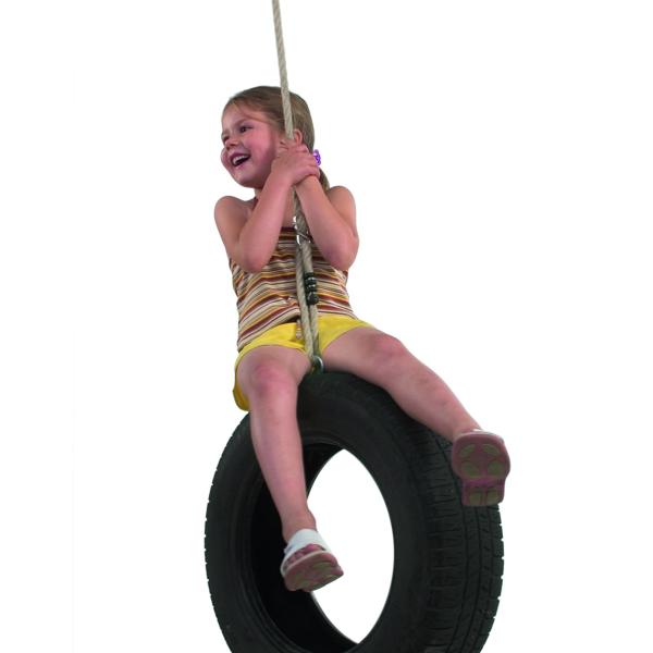 Bildæk gynge til børn – robust gummigynge med 250 cm reb (Ø63 cm)