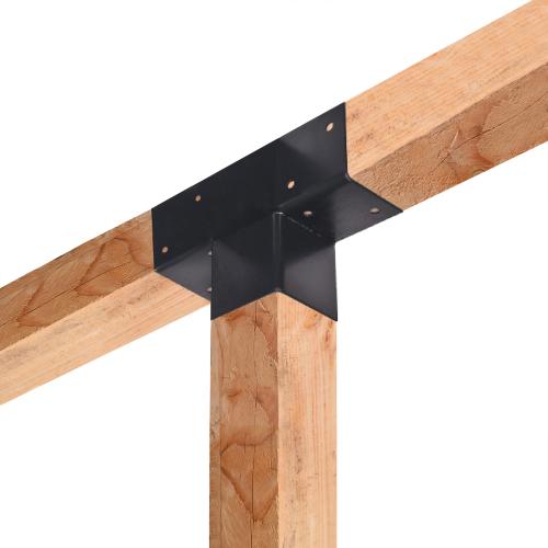 Pergola T beslag 3 vejs firkantet sort pulverlakeret 