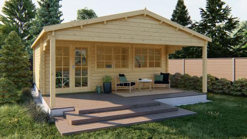 Havehus  29,9 m2 Sachsen 598x500x290cm 44 mm med veranda PETER-HOLMBERG