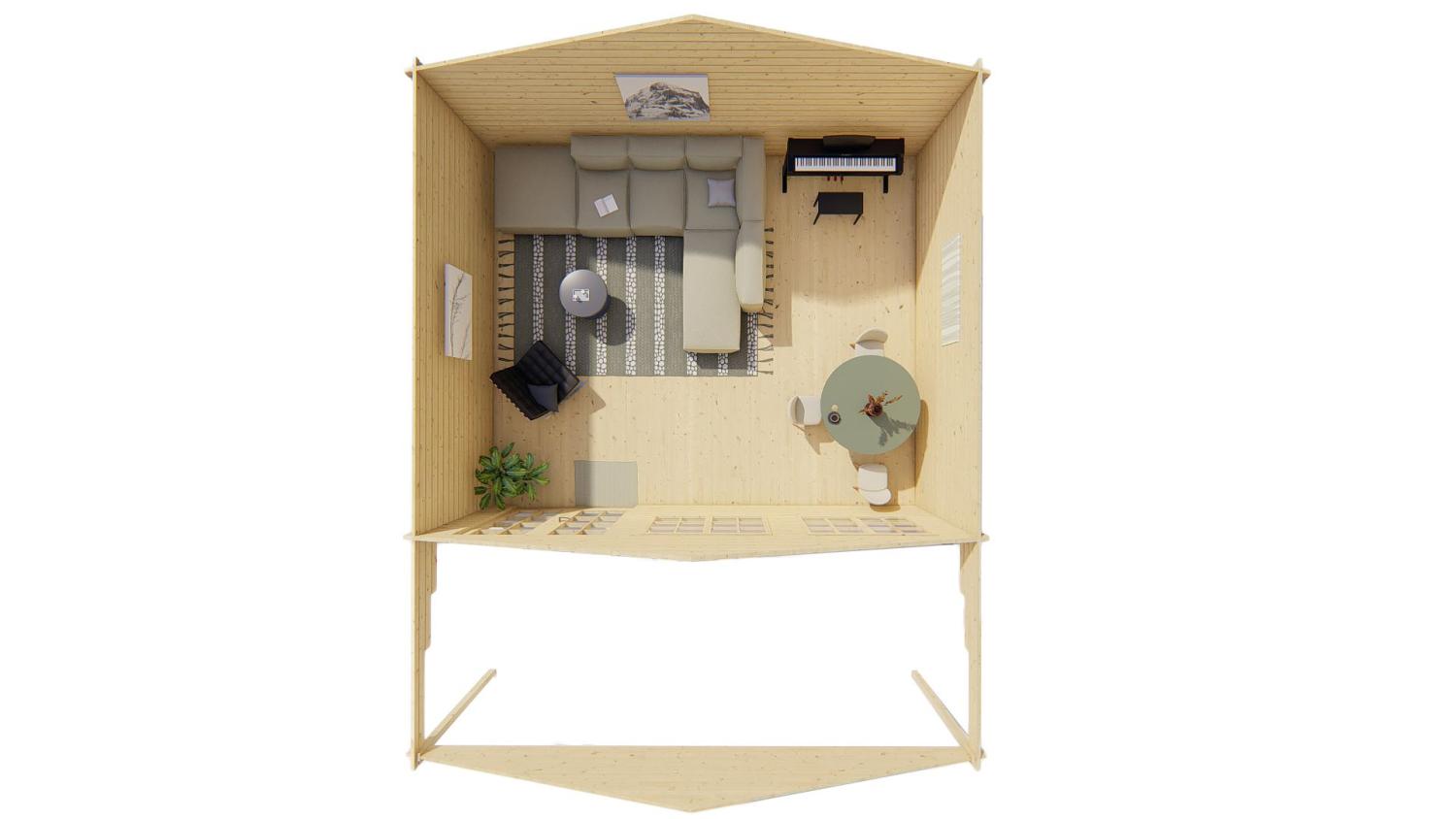 Havehus  29,9 m2 Sachsen 598x500x290cm 44 mm med veranda PETER-HOLMBERG