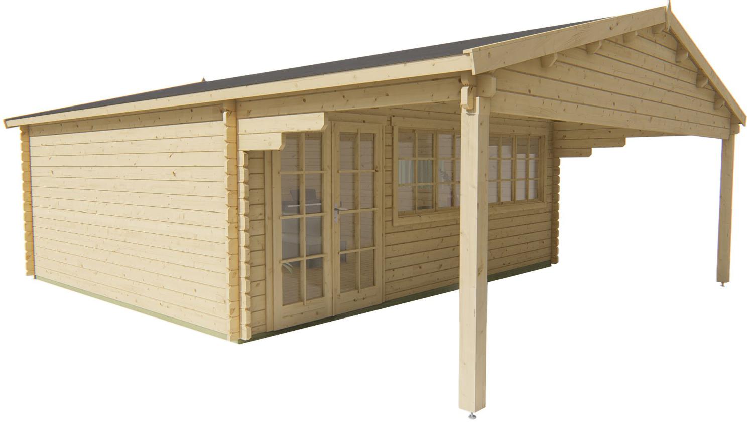 Havehus  29,9 m2 Sachsen 598x500x290cm 44 mm med veranda PETER-HOLMBERG