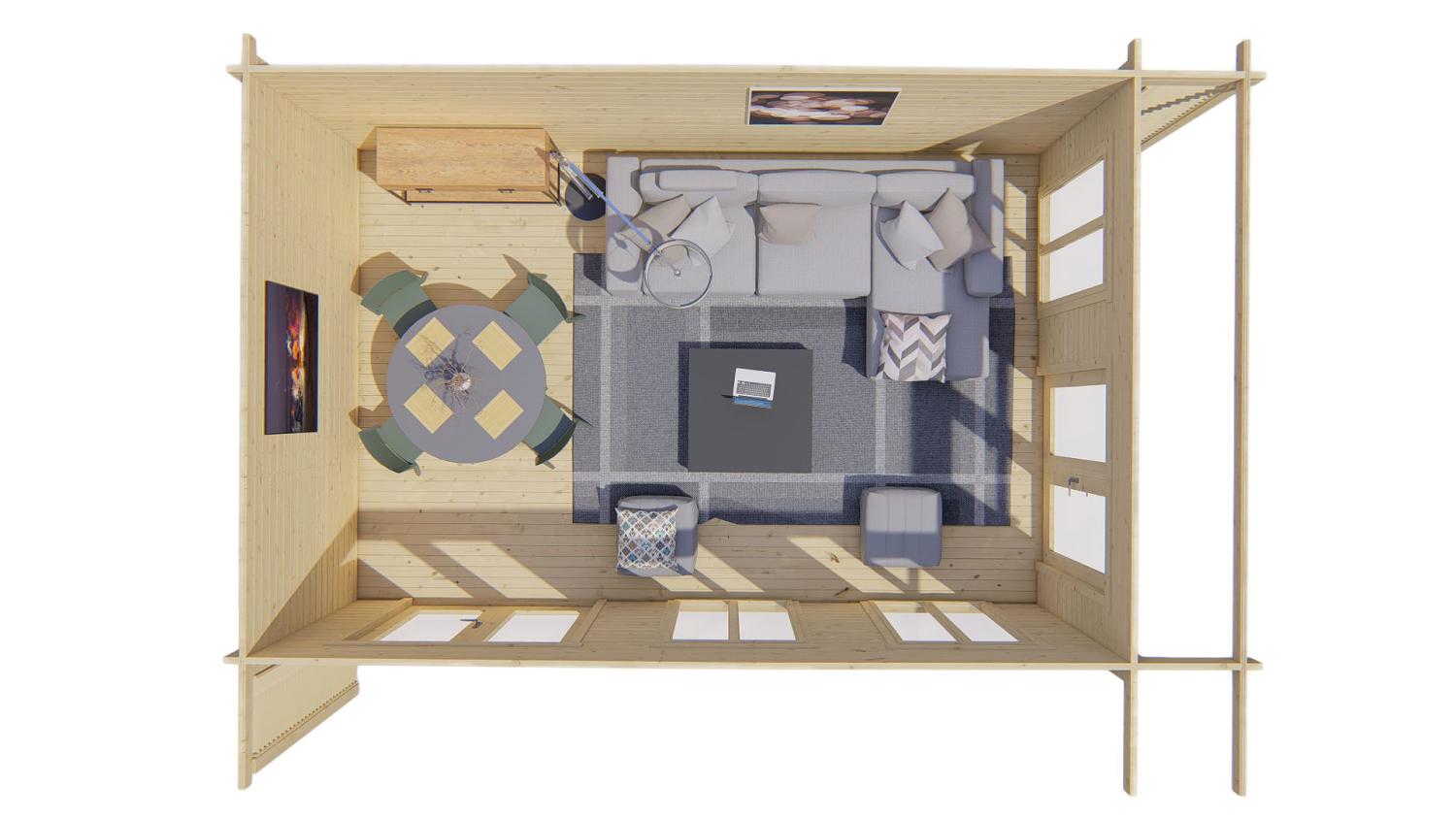 HILDEGARD Bjælkehytte / havehytte 44 MM 5.9 M X 4 M PETER-HOLMBERG