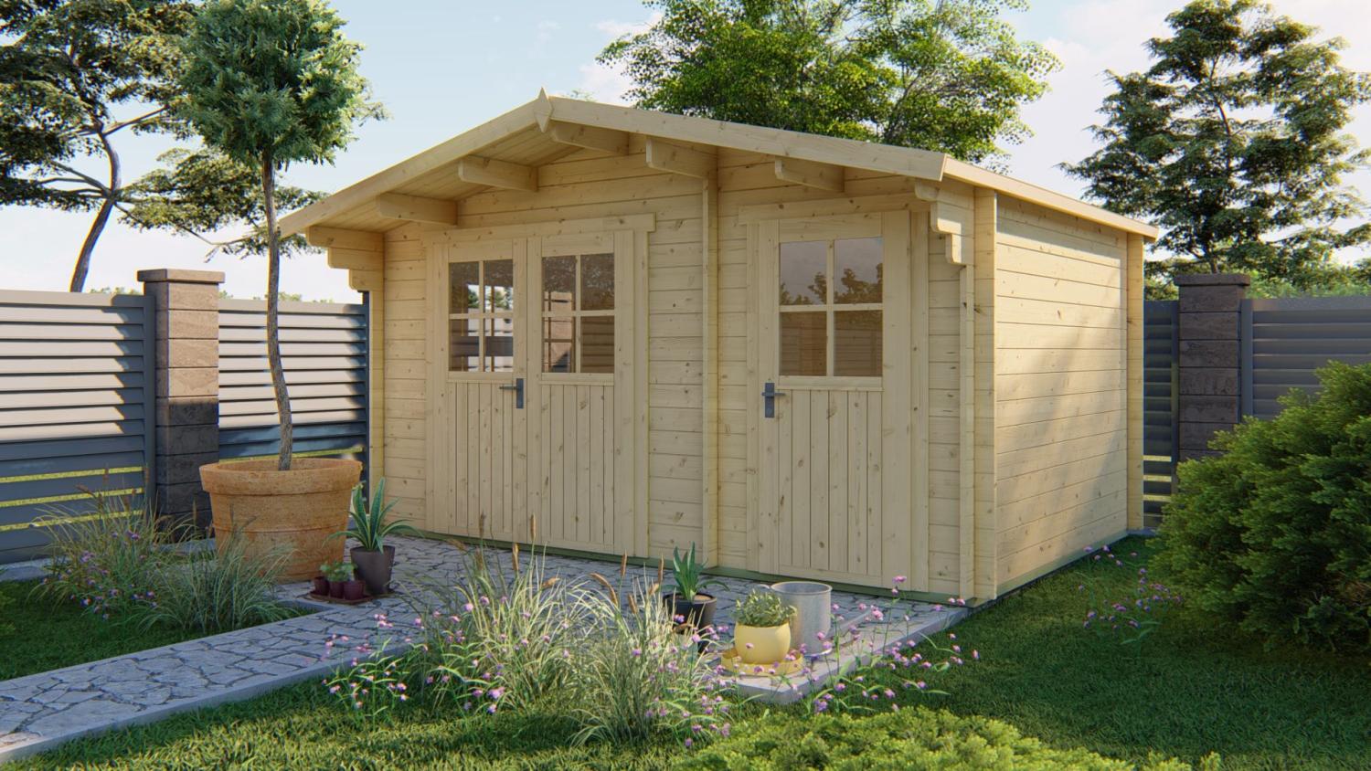 Fraga 34 mm Bjælkehytte 2 delt med Skur  PETER-HOLMBERG 