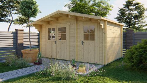 Fraga 34 mm Bjælkehytte 2 delt med Skur  PETER-HOLMBERG 