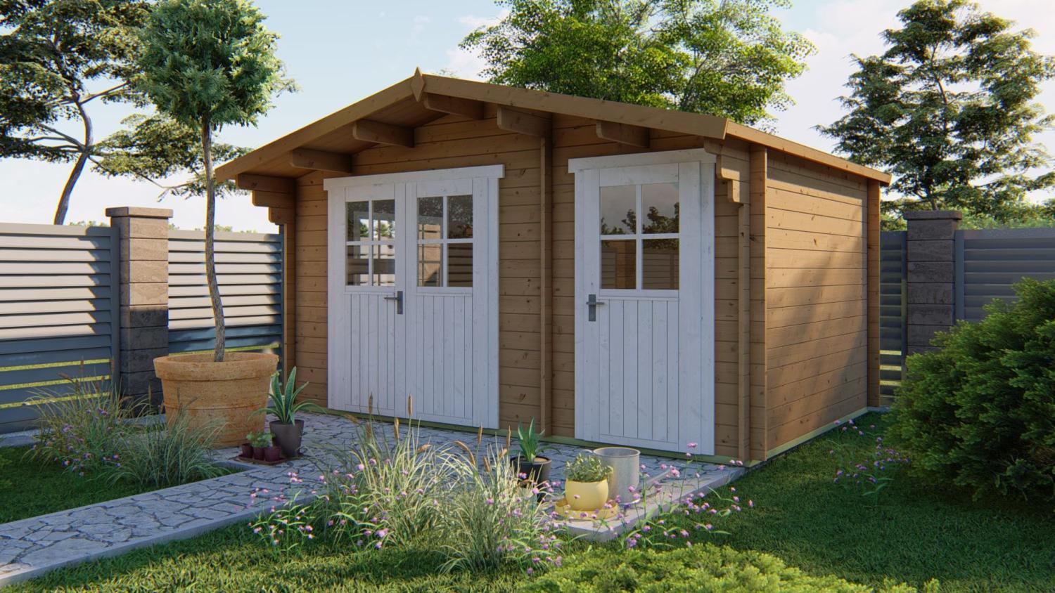 Fraga 34 mm Bjælkehytte 2 delt med Skur  PETER-HOLMBERG 