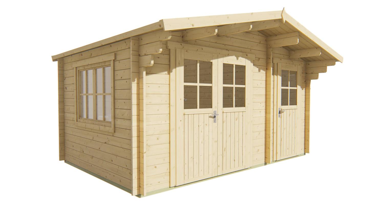 Fraga 34 mm Bjælkehytte 2 delt med Skur  PETER-HOLMBERG 