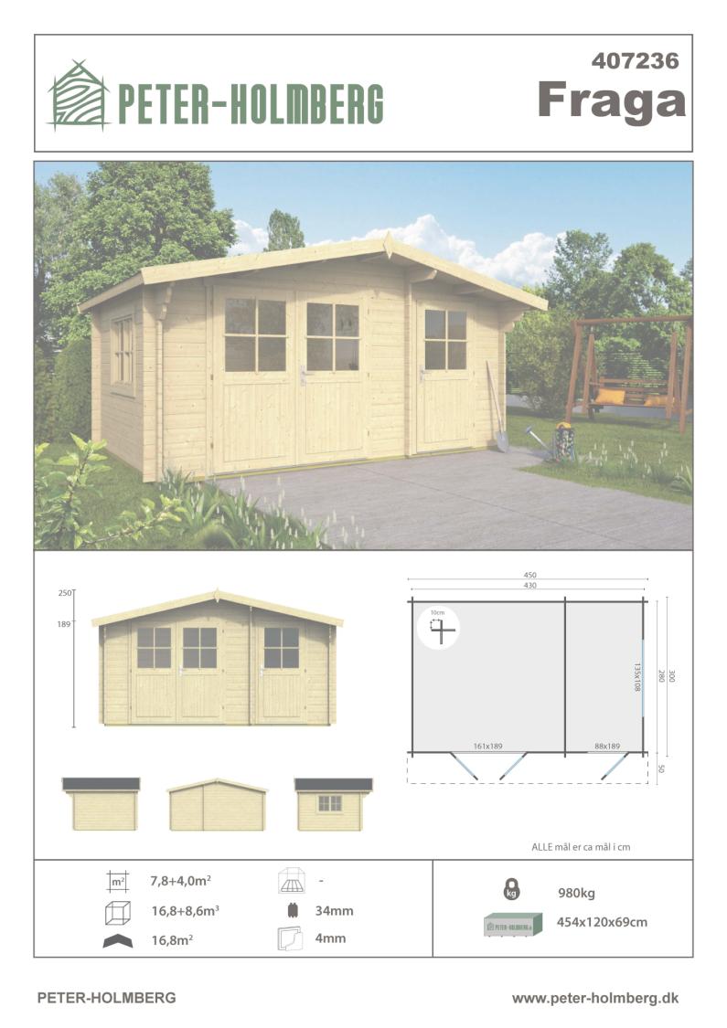 Fraga 34 mm Bjælkehytte 2 delt med Skur  PETER-HOLMBERG 