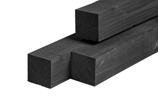 90 x 90 x 3000 mm   Douglas stolpe sort imprægneret PEFC