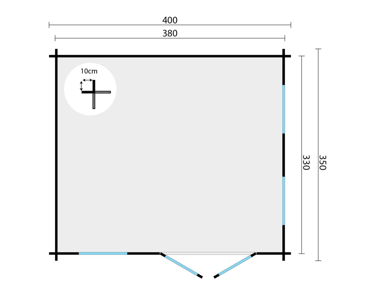 Havehytte Bruce 40 mm 400 x 350 cm 12,5 m2 PETER-HOLMBERG