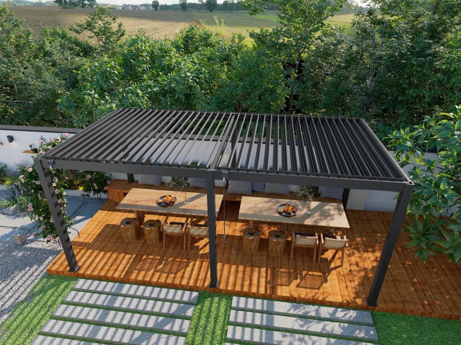 PERGOLA Alu Toronto fritstående 360 ​​x 720 x 255 cm antracit