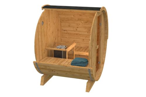Saunatønde med Glasdør – Ø205 x 160 cm | 42 mm Termotræ PETER-HOLMBERG 