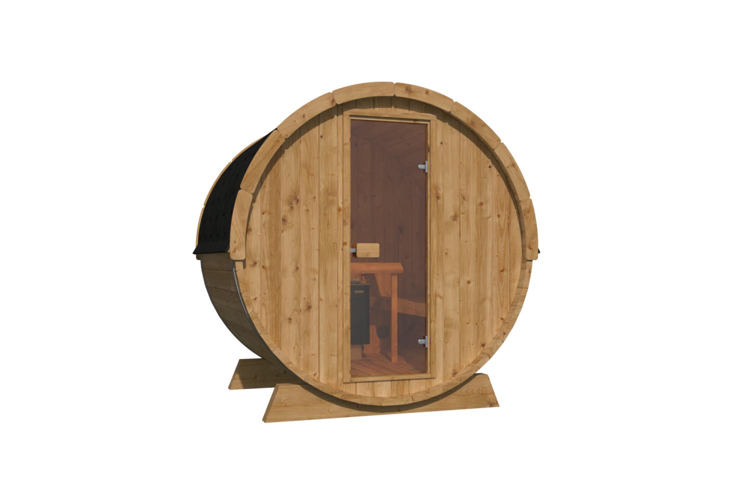 Saunatønde med Glasdør – Ø205 x 160 cm | 42 mm Termotræ PETER-HOLMBERG 