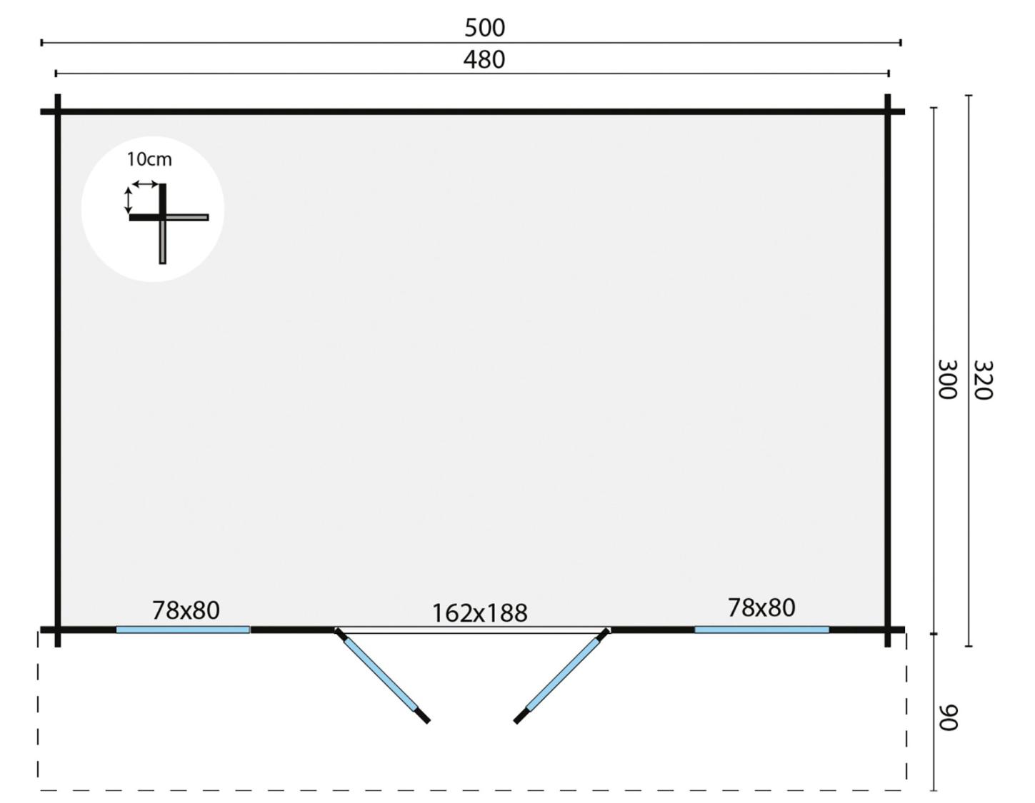 Havehus 14 ,5 m2 500x390x243cm Karen 40 mm | ubehandlet PETER-HOLMBERG