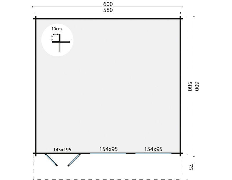 Havehus Helle – 580 x 580 cm 44 mm PETER-HOLMBERG 