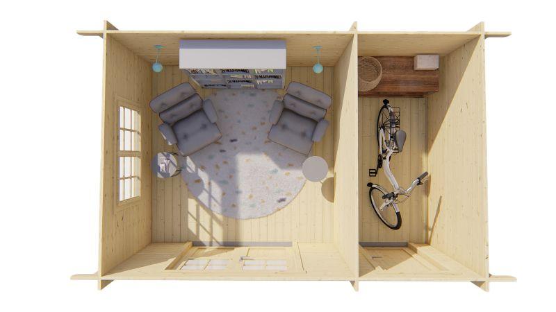 Havehus / Redskabsskur 34 mm  – 450 × 300 cm | 2-delt Funktionelt Skur i Grantræ PETER-HOLMBERG 