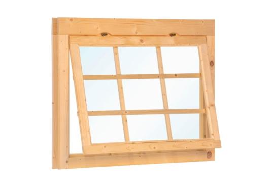 Tophængt Hyttevindue W2 i Gran – 119,5 × 87 cm | Ubehandlet | Enkeltglas