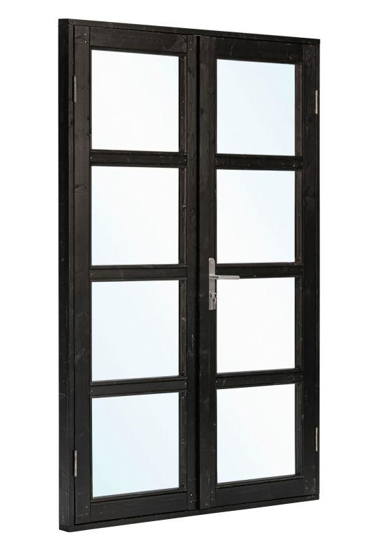 Dobbeltdør med glas – 8 ruder, AR gran, 145 x 210 cm (sort) PETER-HOLMBERG 