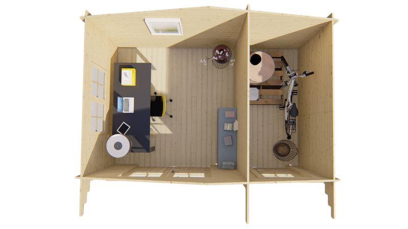 Fraga 34 mm Bjælkehytte 2 delt med Skur  PETER-HOLMBERG 