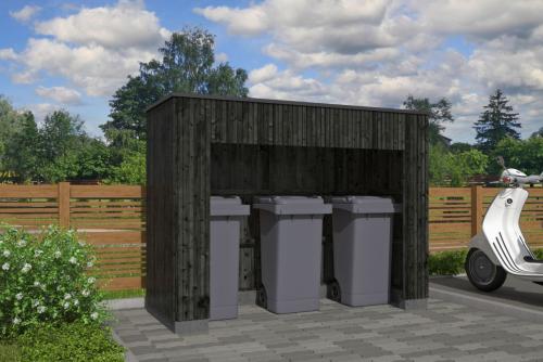 Skraldespandsskjulere med tag Sort  DOUGLAS  til 3 spande PETER-HOLMBERG 