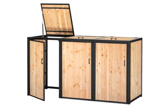 Skraldespandsskjulere Træ stål 210 x 80 x 118 cm 