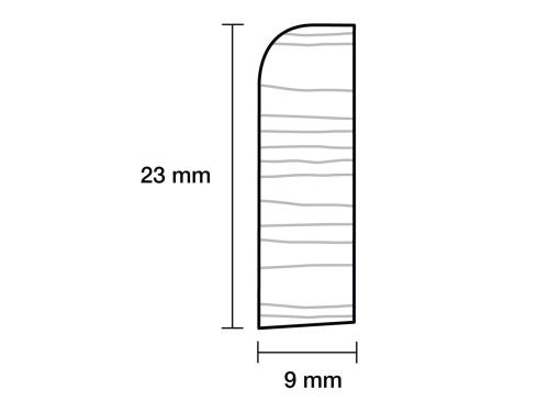 Massiv eg forkantliste 9 x 23 x 2420 mm – 1 rundkant, matlak PETER-HOLMBERG