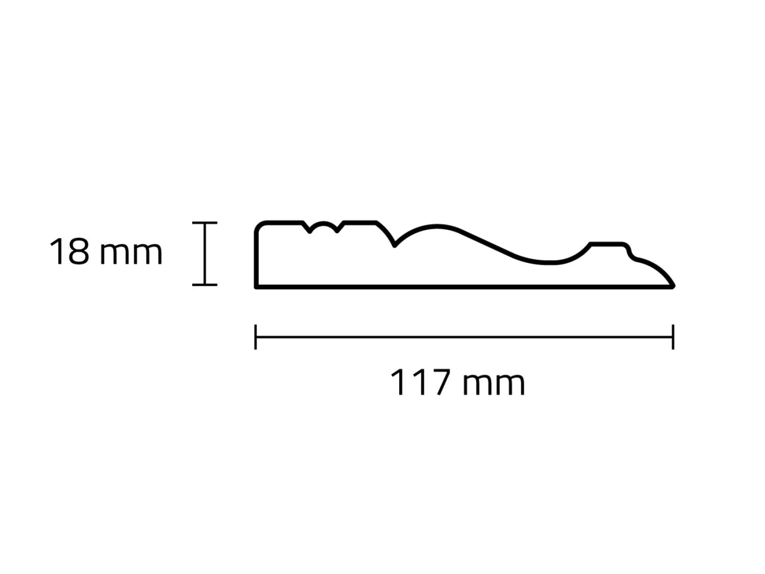 Dekorationsliste 18 x 117 x 2800 mm Hvid MDF Almue  PETER-HOLMBERG