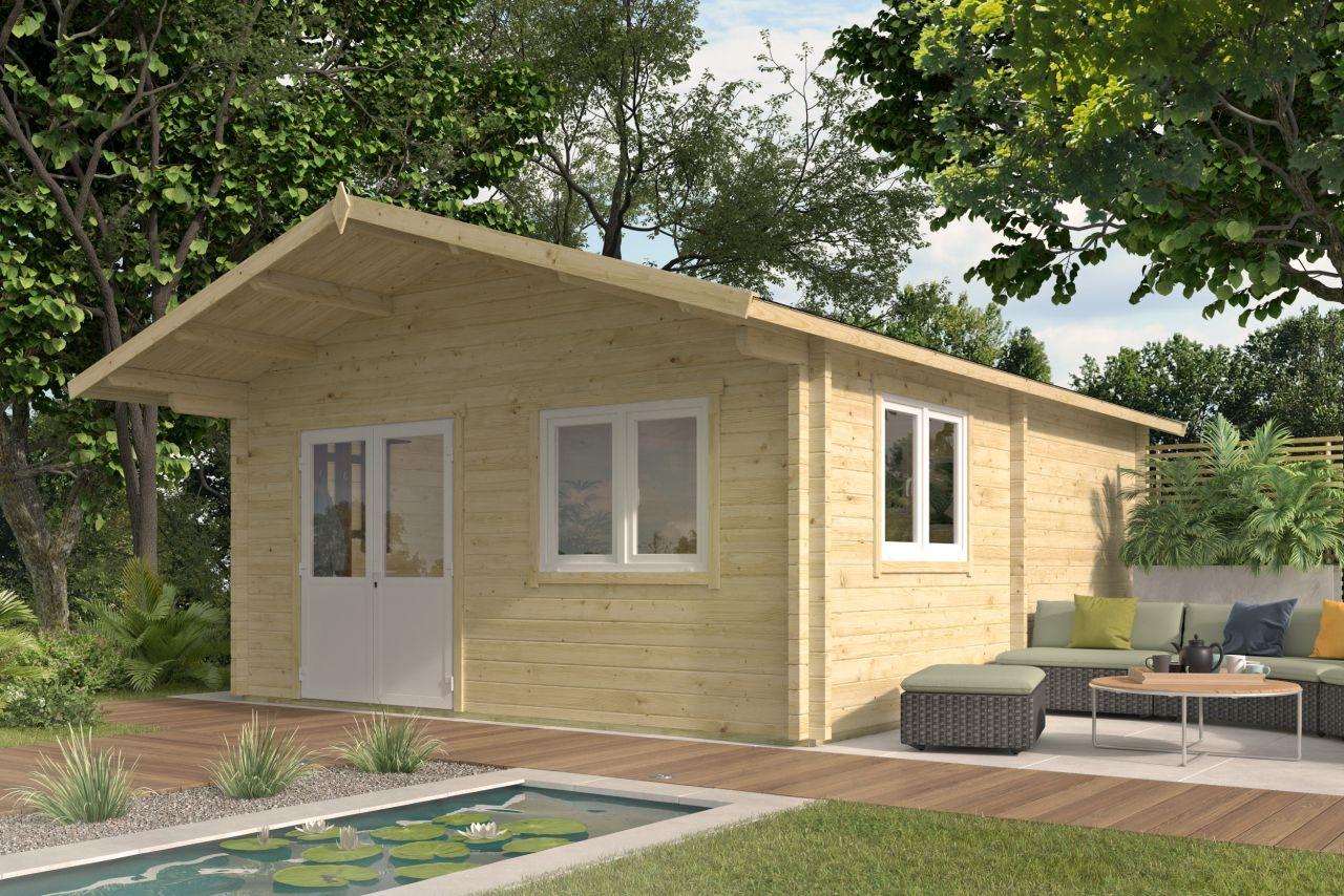 Bjælkehytte Vium 70 mm ubehandlet gran 26,3 m2 PETER-HOLMBERG 