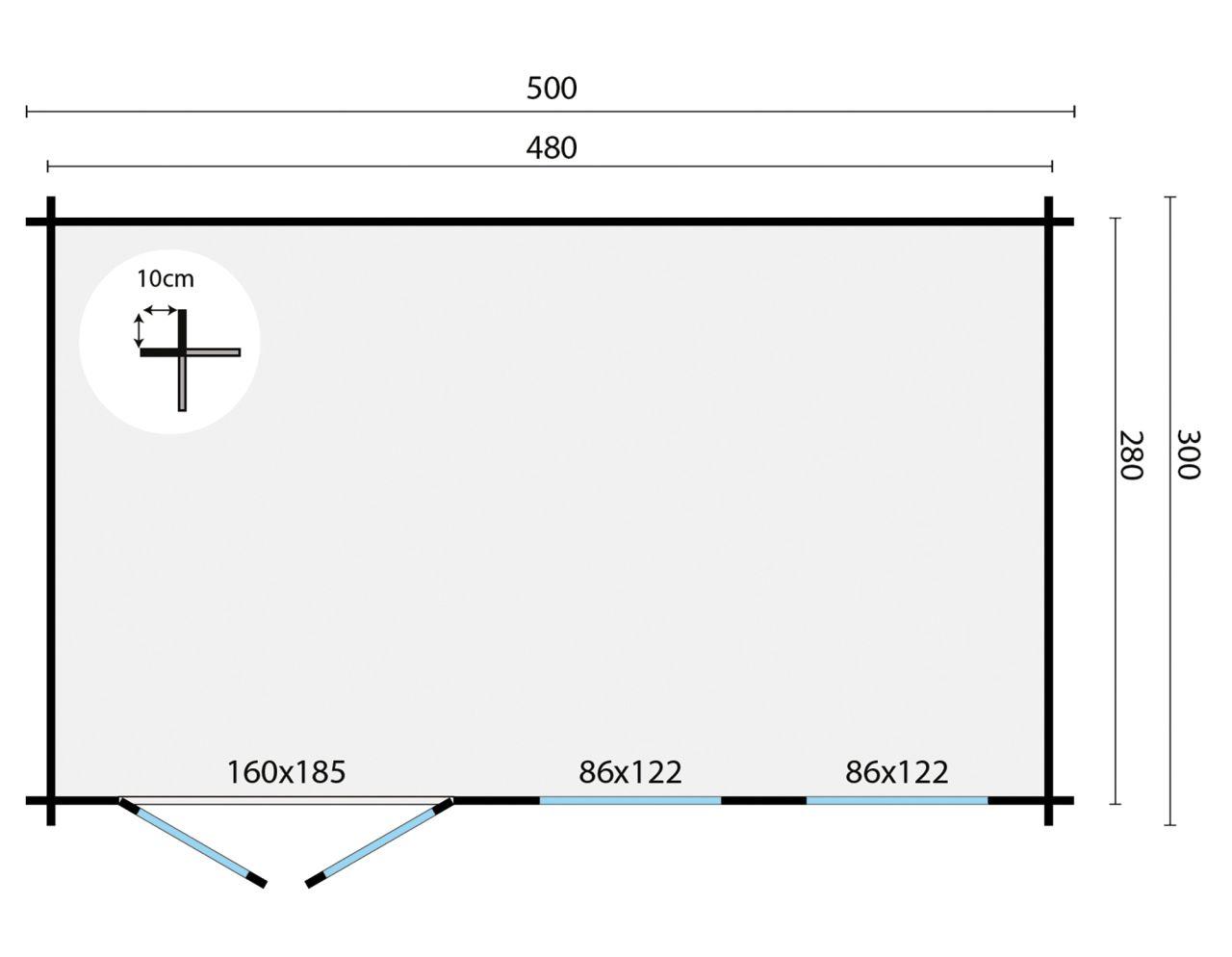 Bjælkehytte Skive 40 mm ubehandlet Gran 12,8 m2 PETER-HOLMBERG 