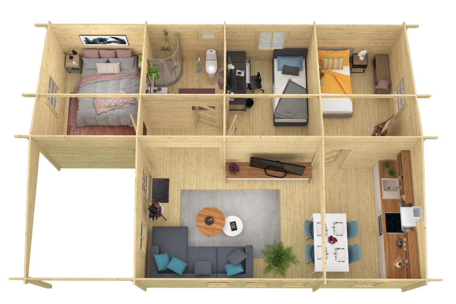 Bjælkehytte Løkken havehus 44 mm 59,9 m² PETER-HOLMBERG