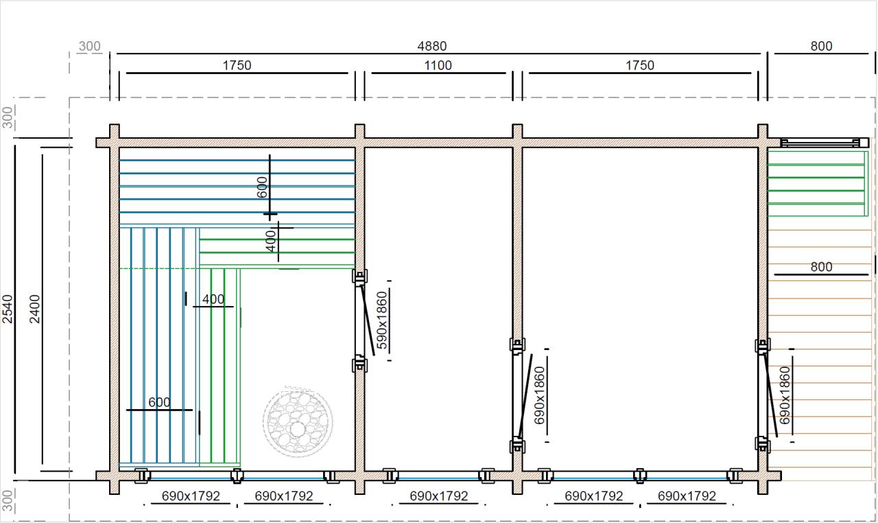 Saunahus Tampera XL 40 mm 12,4 m2 PETER-HOLMBERG
