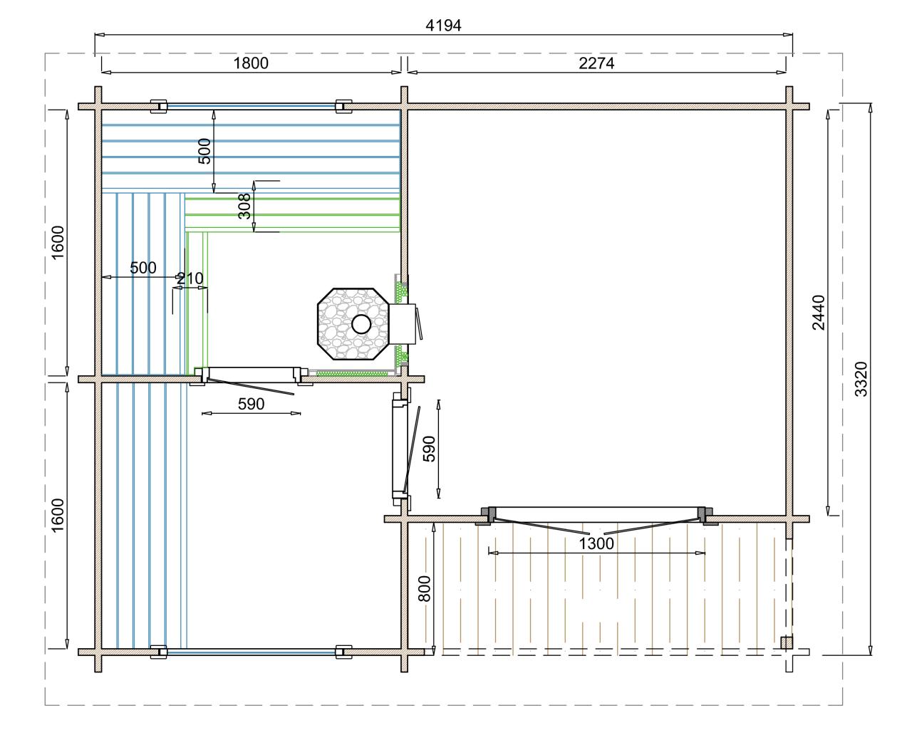 Saunahus  Julie 40 mm 11,2 m2 PETER-HOLMBERG 