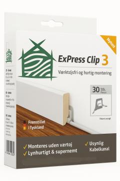 Clips 3 - til usynlig montering af fodliste 30 stk uden værktøj 