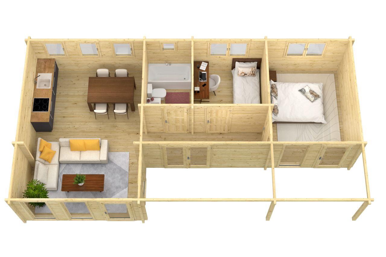 Bjælkehytte - Havehus Letter | 70 mm |1100 x 575 cm PETER-HOLMBERG