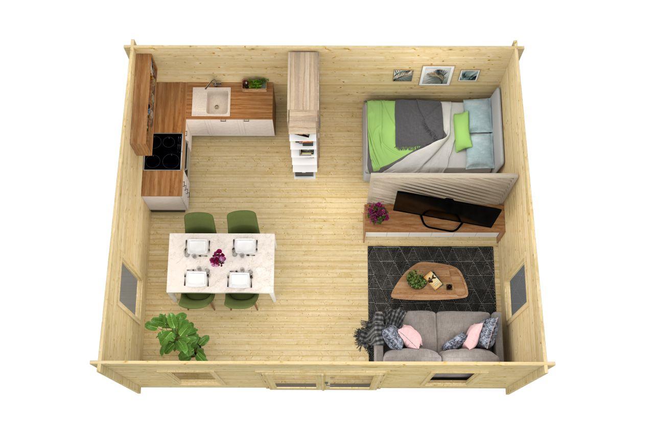 Bjælkehytte - Havehus City | 44 mm 26,4 M2 PETER-HOLMBERG 