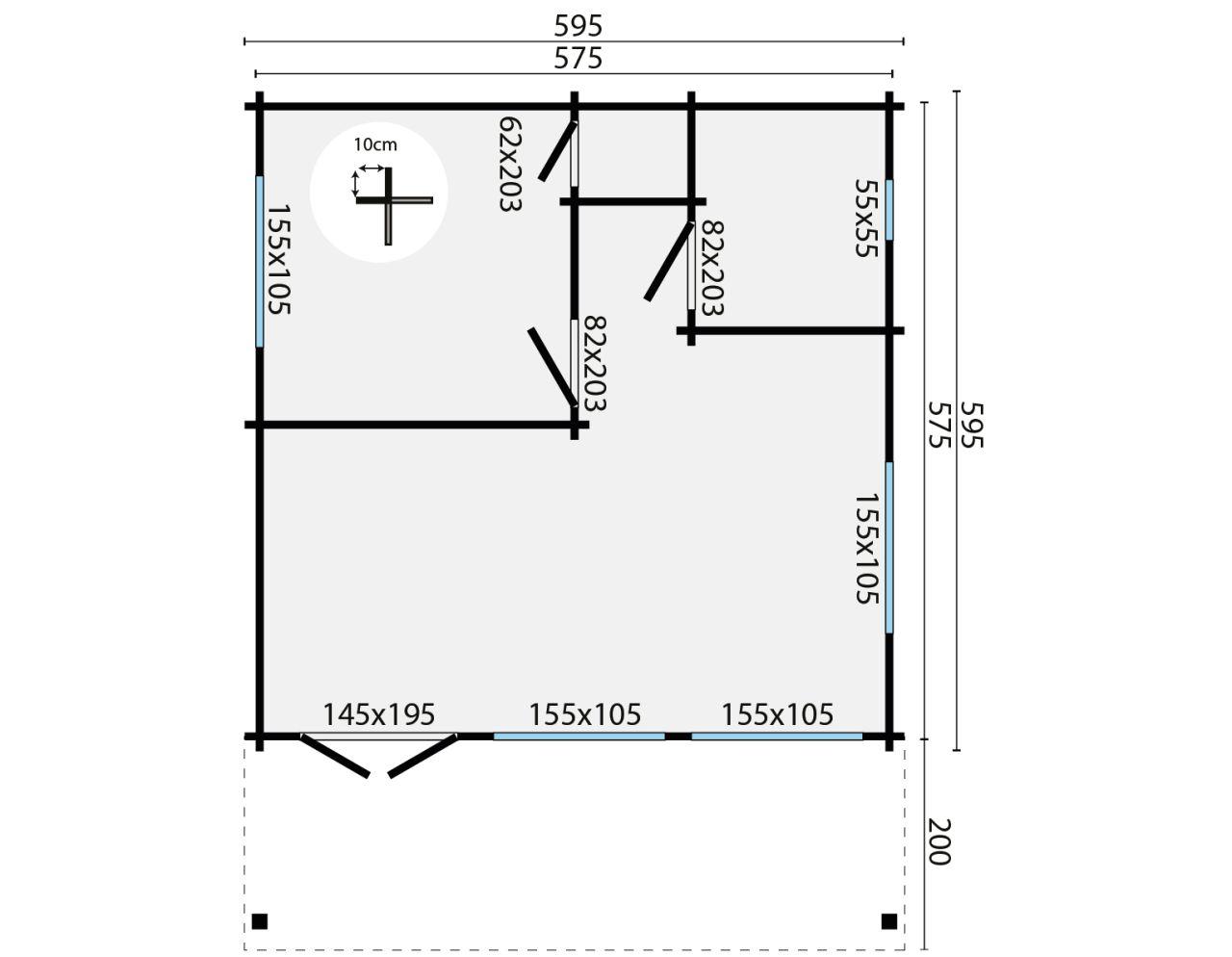 Bjælkehytte - Jels havehus | 70 mm | 575 x 575 cm 33 m2 PETER-HOLMBERG