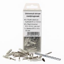 Rustfri stålskruer, hvidmalede 3,5 x 50 mm sæt med pluks 40 stk PETER-HOLMBERG