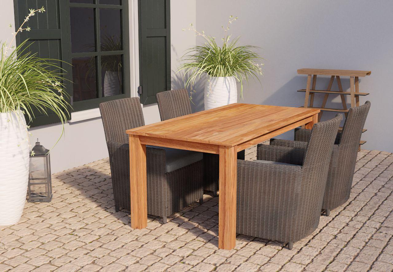 Teak havebord 180 x 90 cm massiv rustik PETER-HOLMBERG 