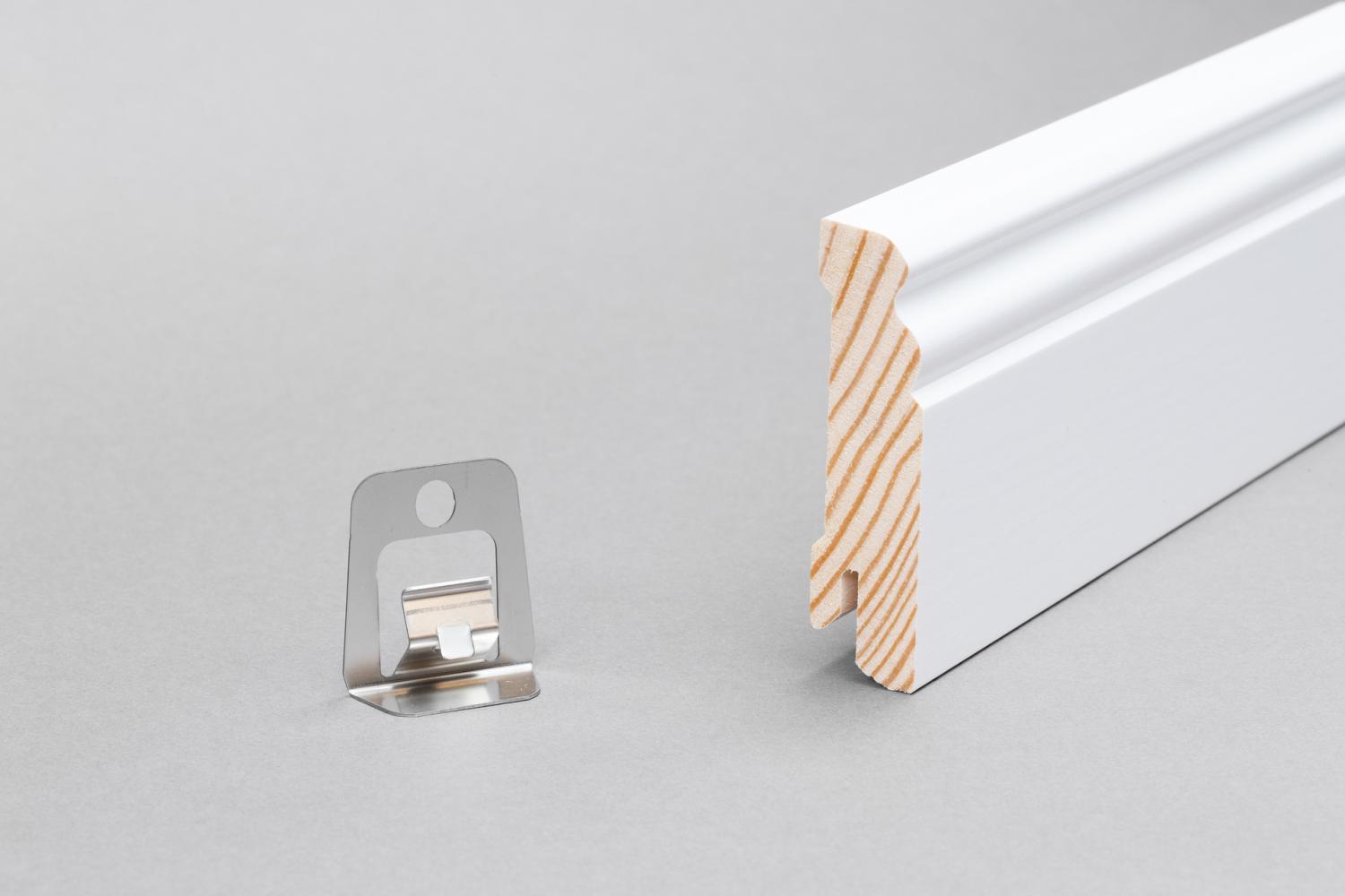 Almue Fodliste Fyr 18 x 70  mm Hvid Ral 9016 Massiv FSC PETER-HOLMBERG