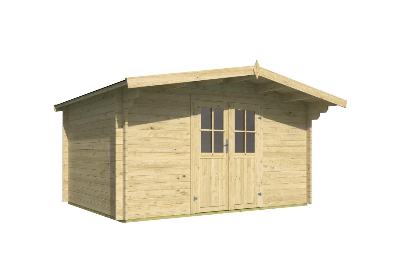 Bjælkehytte Møn 34 mm 382 x 282 cm 10,3 m2 PETER-HOLMBERG 