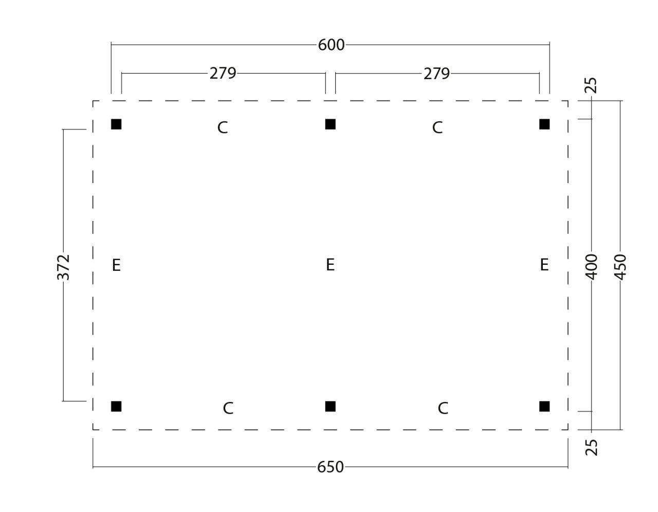 Carport 600 x 400 cm 14 x 14 cm stolper PETER-HOLMBERG