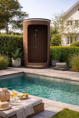Udendørs Brusekabine Ø130 cm i Thermowood PETER-HOLMBERG